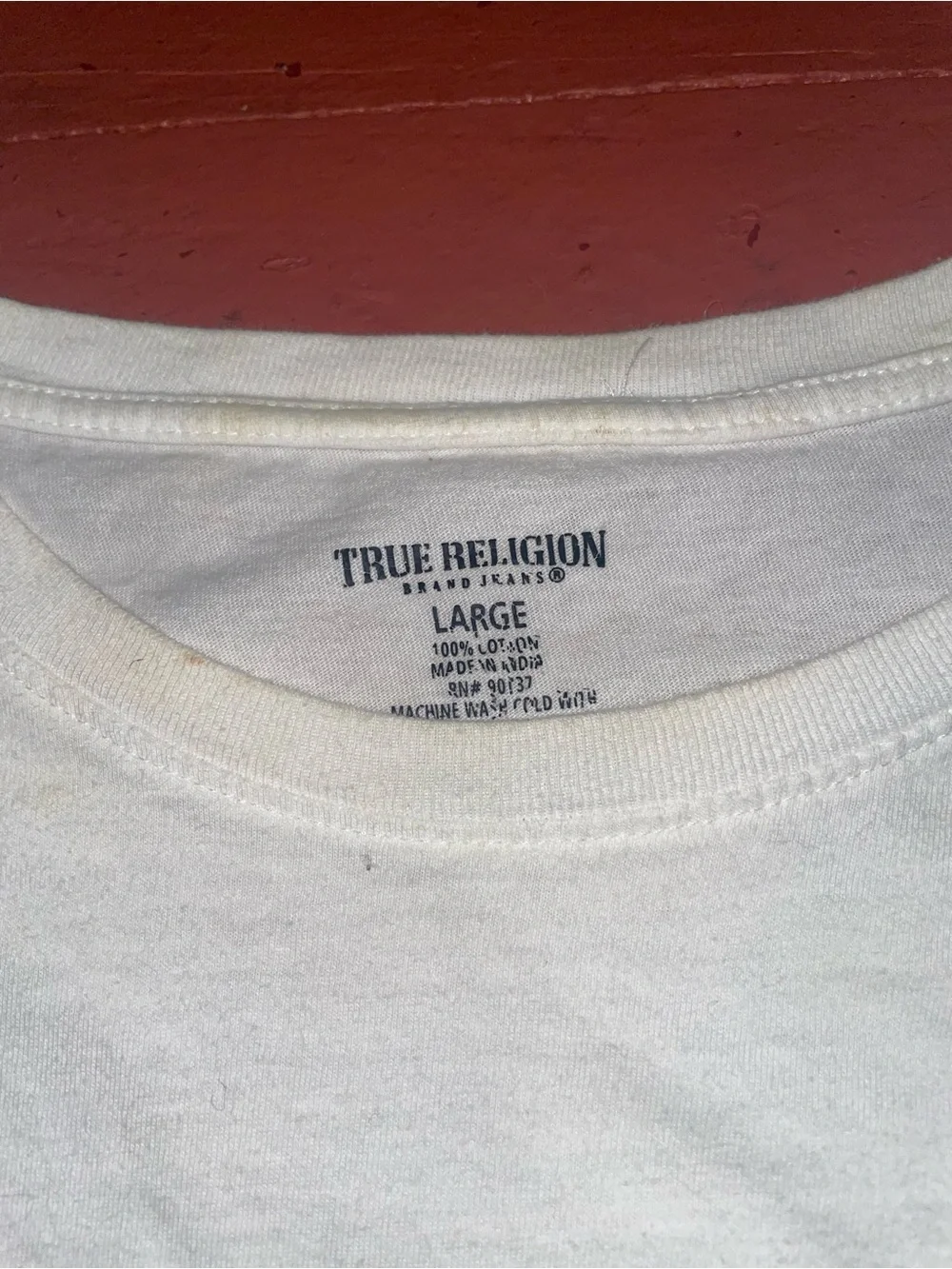 True Religion White Short Sleeve Tee with Gold Logo Accents